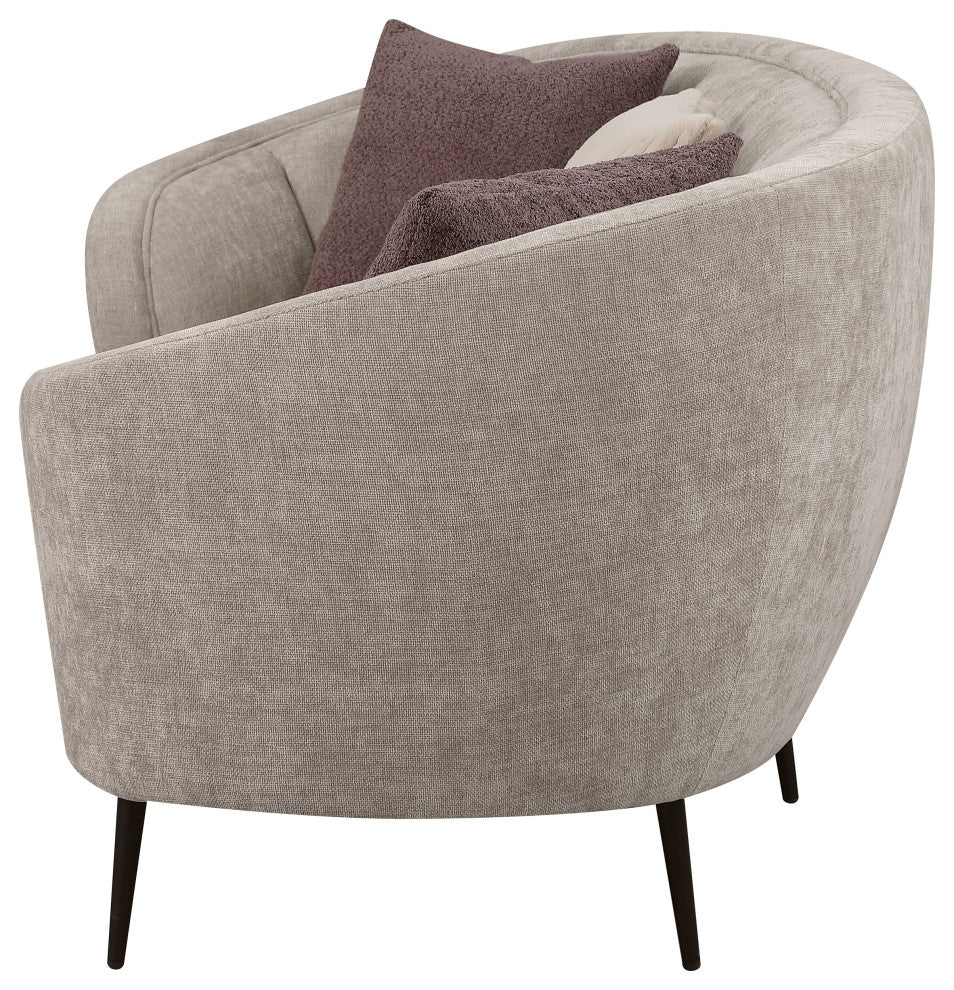 Ellorie Upholstered Channel Back Curved Sofa Beige