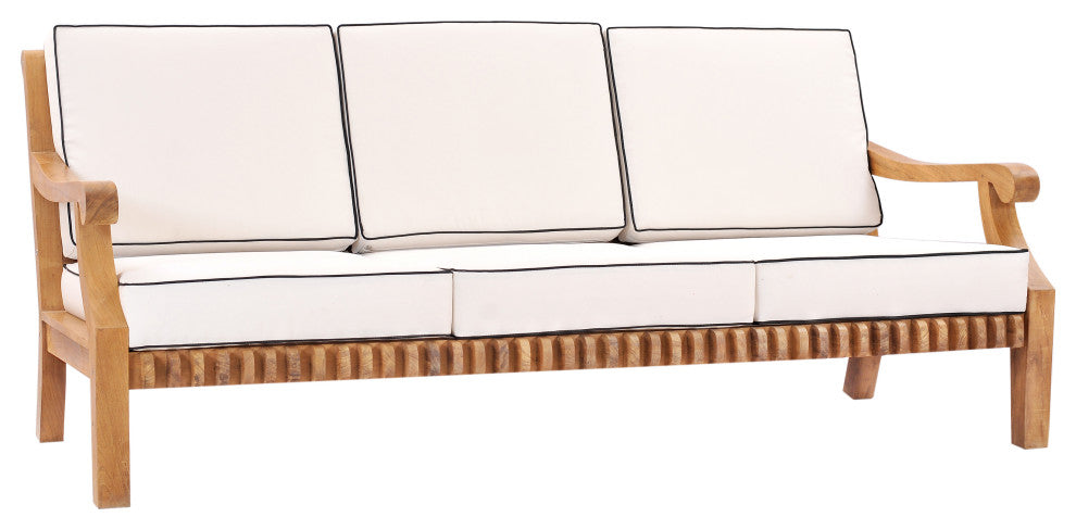 Teak Wood Deep Seating Patio Sofa with Cushions