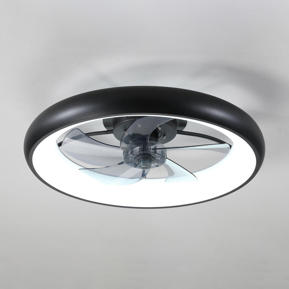 22 in. W x 6 in. H Ceiling Fan in Black and White with Dimmable LED Lights