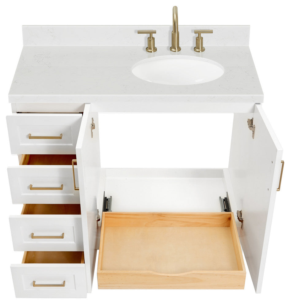 Ariel Taylor 42" Right Offset Single Oval Sink Bathroom Vanity