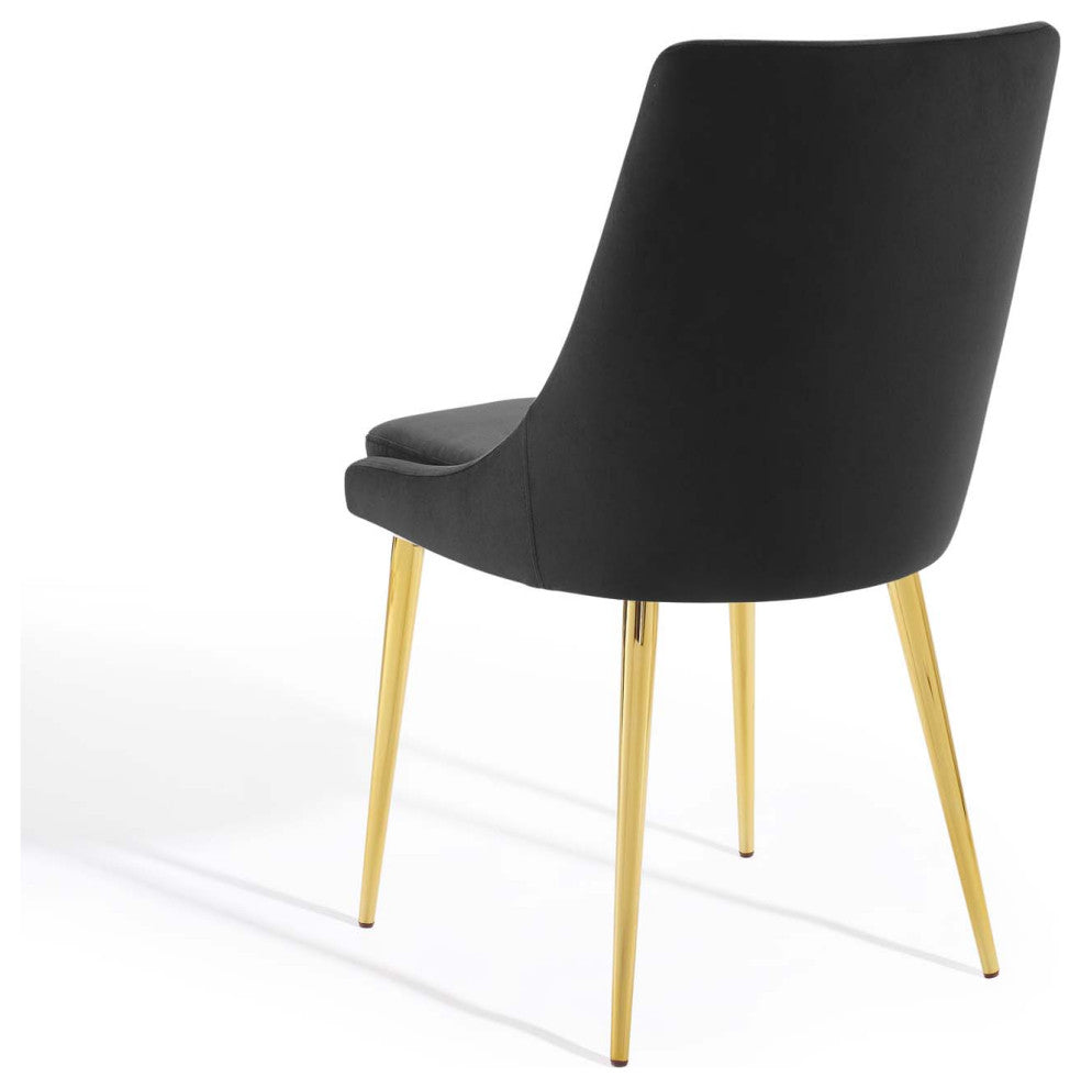 Side Dining Chair, Velvet, Metal, Black, Modern, Bistro Restaurant Hospitality