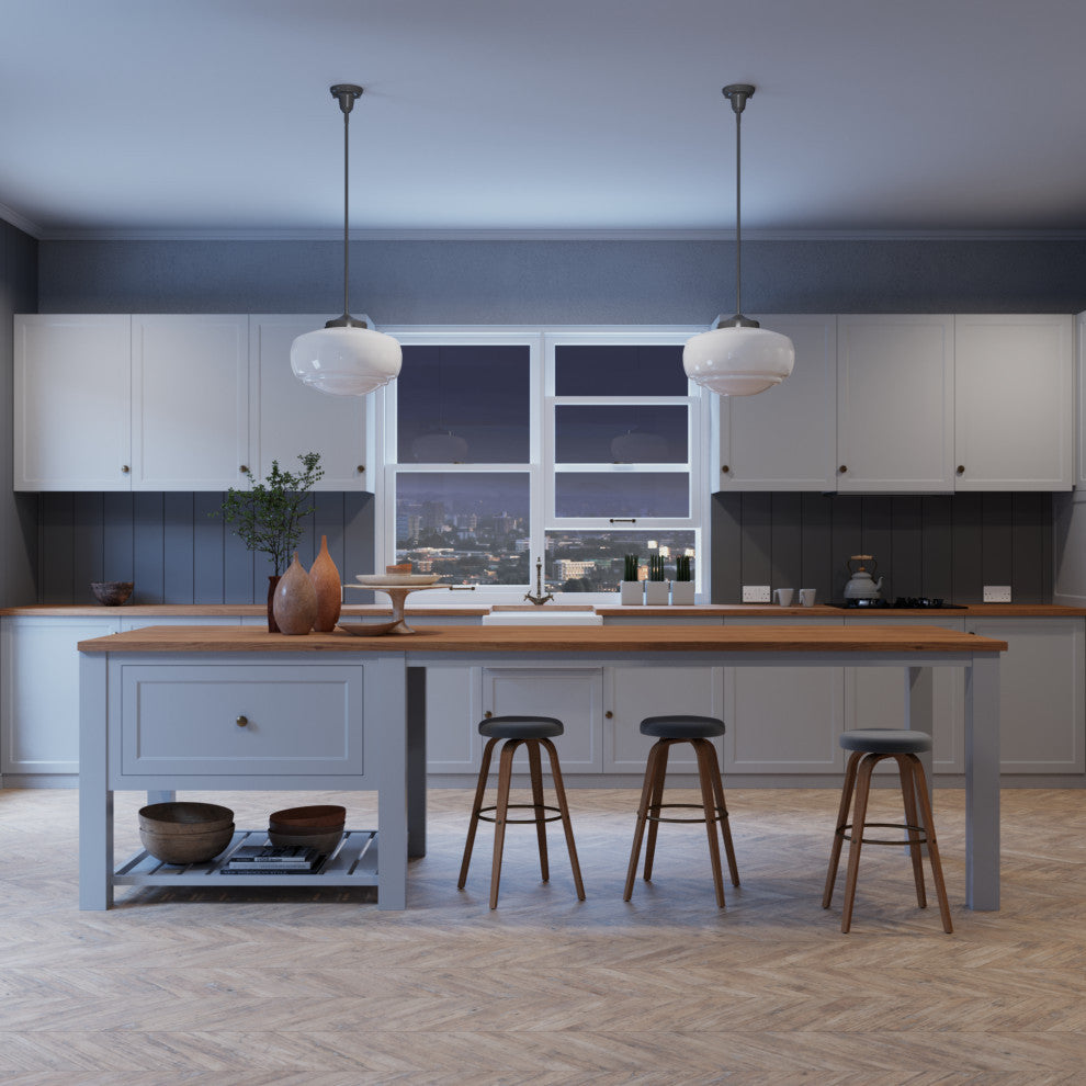 Hunter 16" Saddle Creek Noble Bronze 1-Light Cased White Glass Pendant Fixture