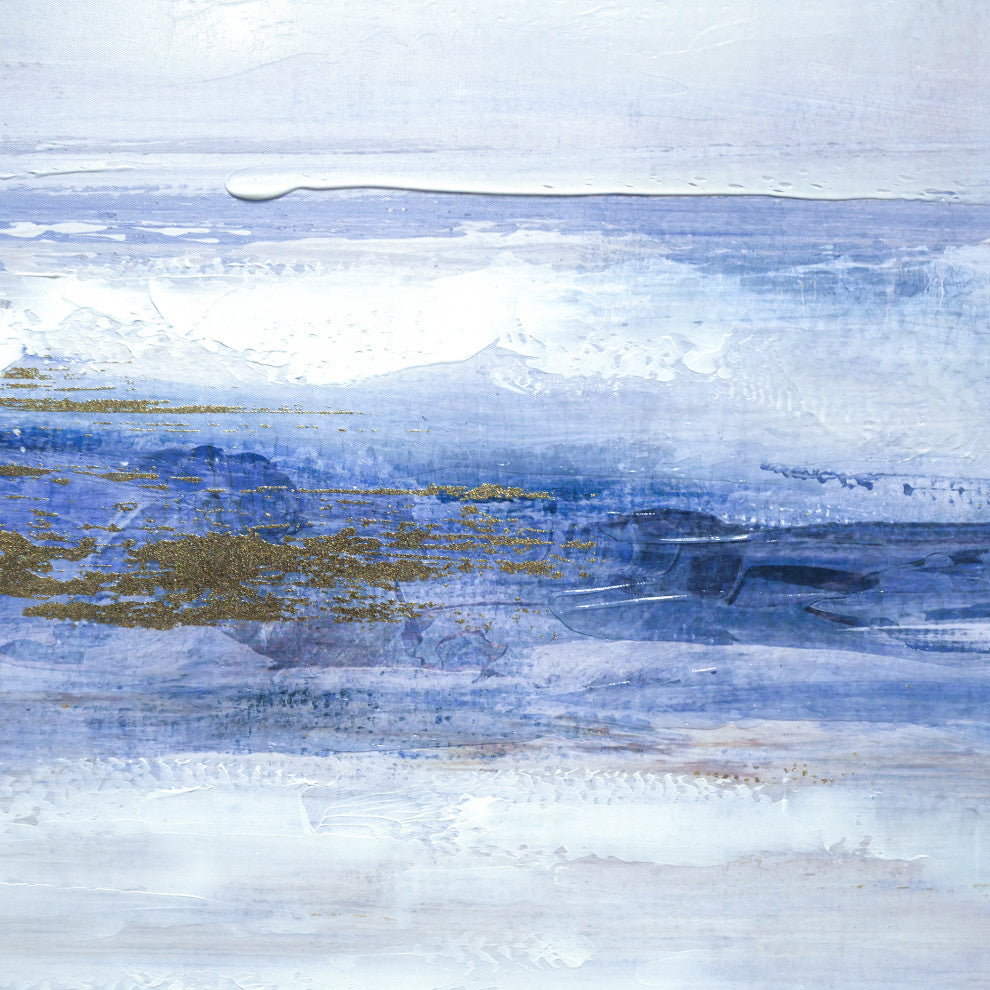 Jana Oversize Large Abstract Canvas Wall Art, Blue/Gold