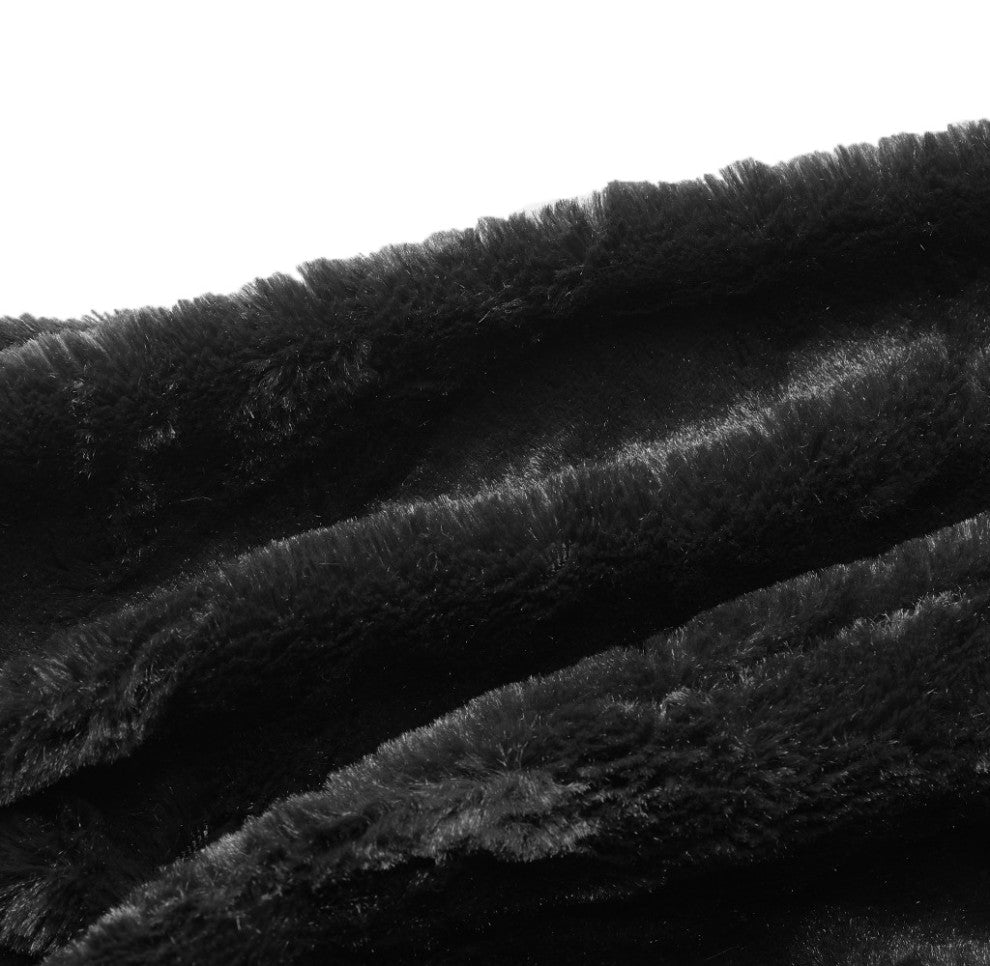78"x58" Black Faux Fur Sofa Sack Bean Bag Lounger