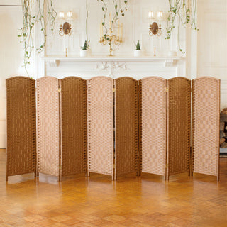 4 ft. Short Diamond Weave Fiber Room Divider Natural 8 Panel
