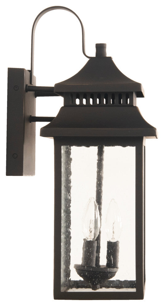 Crossbend Large 2 Light Outdoor Lantern, Dark Bronze Gilded