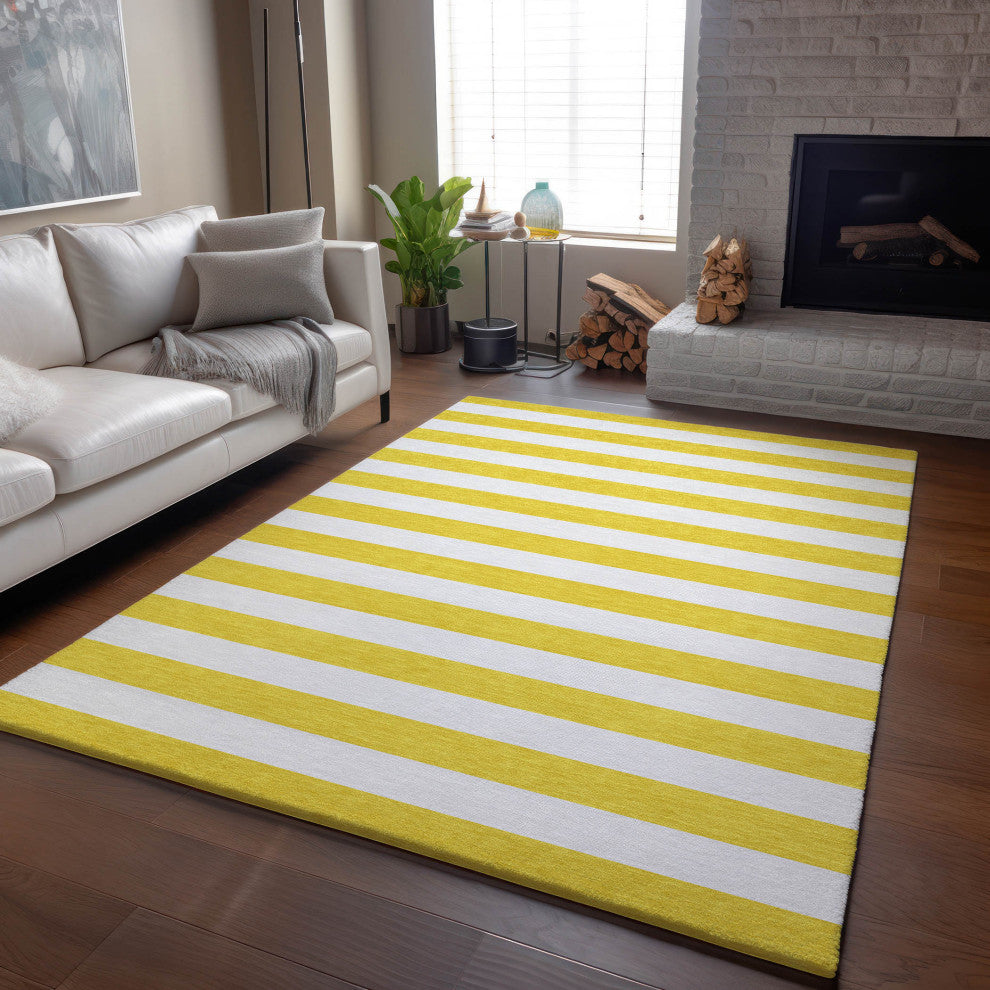 Premium Machine Washable Mayfield AMF528 Yellow 10' x 14' Rug