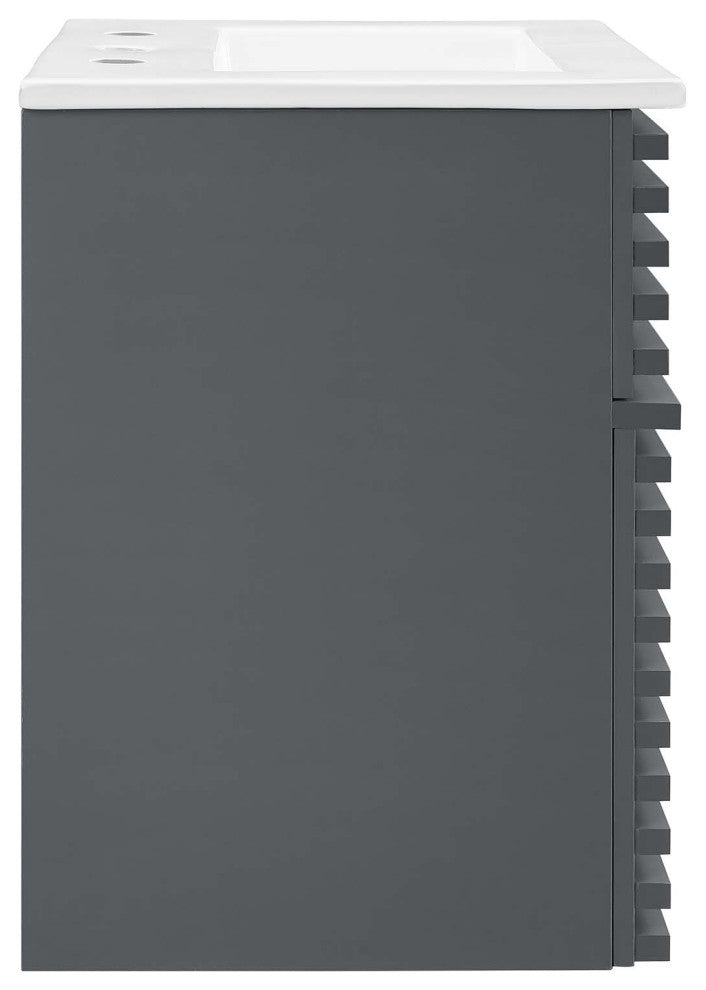 Render 18" Wall-Mount Bathroom Vanity, Gray White