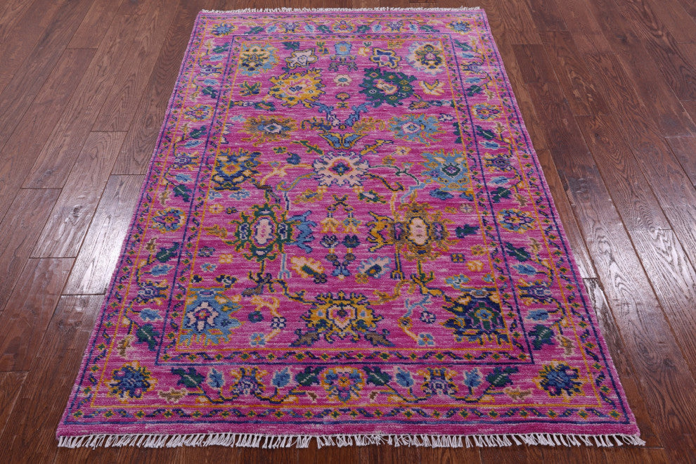 4' 1" X 6' 3" Handmade Turkish Oushak Wool Rug - Q15341