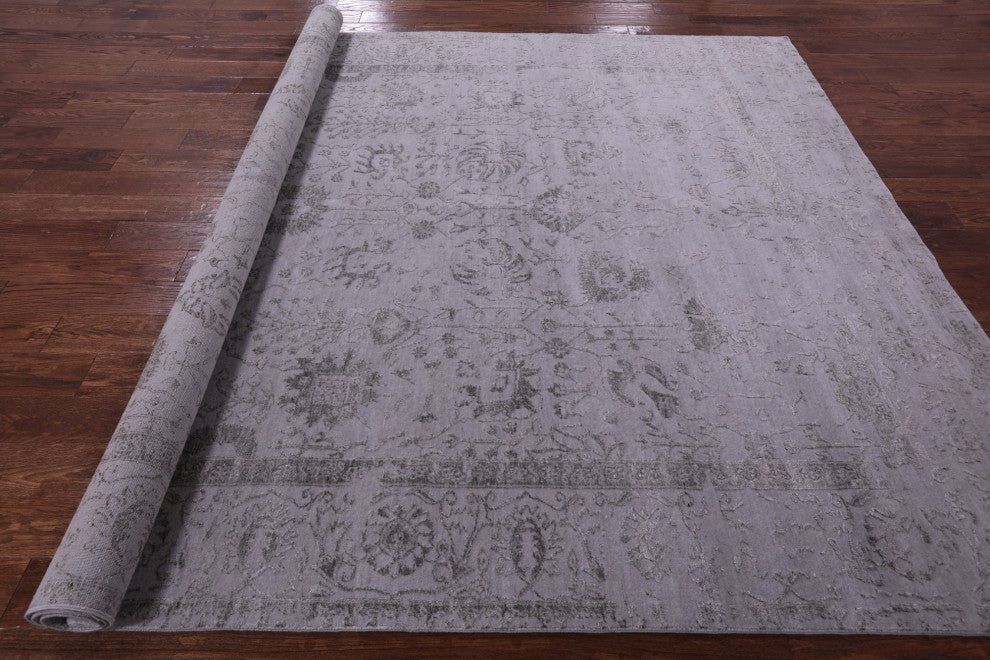 Persian Hand Knotted Wool and Silk Rug 8' 0" X 9' 11" Q9135