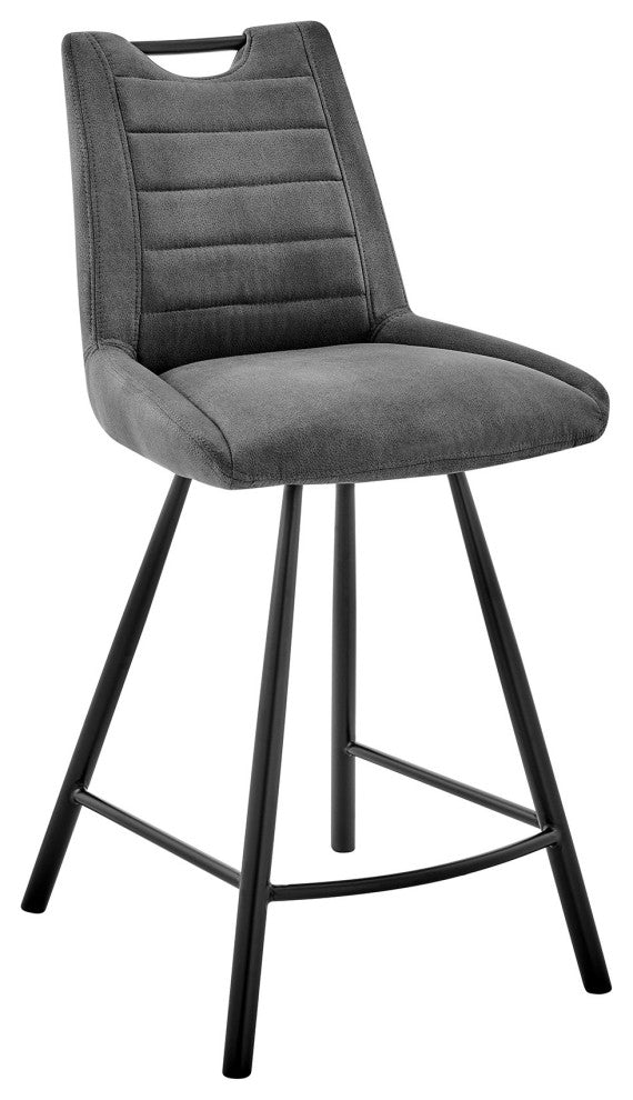 30" Black Fabric and Black Metal Bar Stool