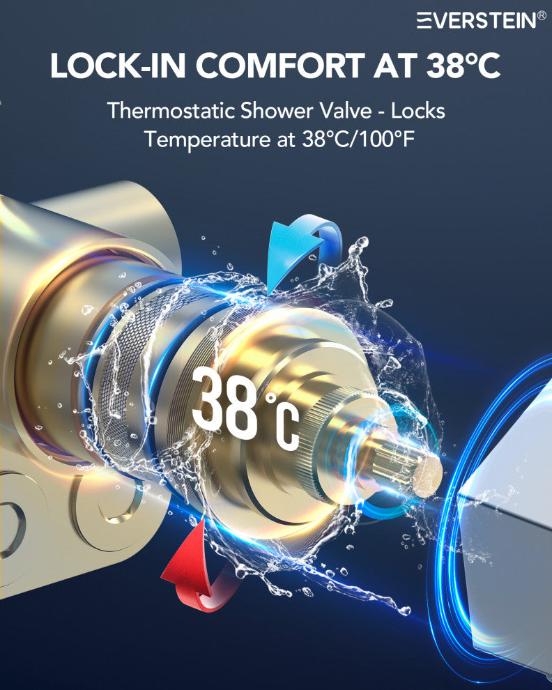 Music Shower System 16x6"Rainfall LED Shower Head With4 Way Thermostatic Faucet, Brushed Nickel