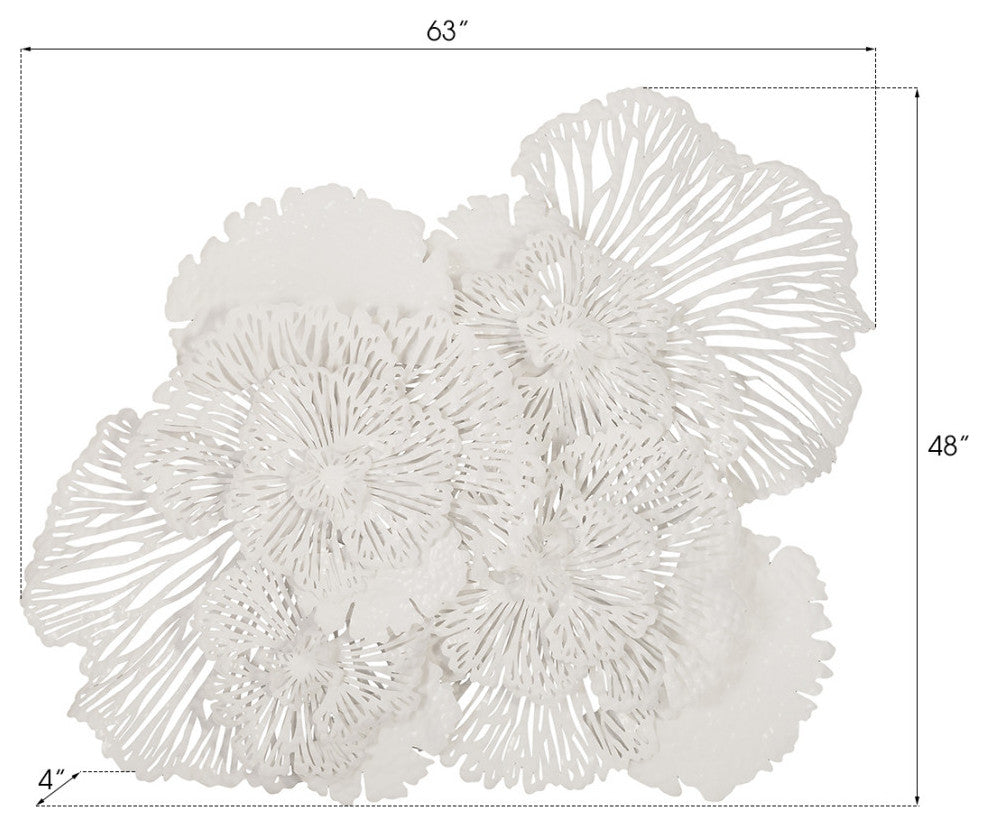 Flower Wall Art, White, Large