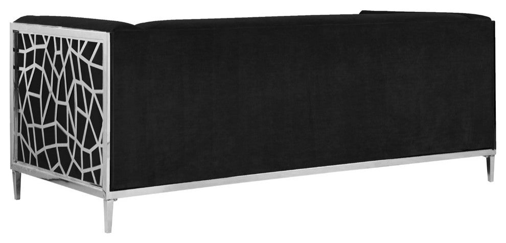 Opal Velvet Upholstered Sofa, Black