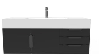 CastelloUSA Amazon 48" Wall Mounted Vanity Set, Black, White Top, Black Handles