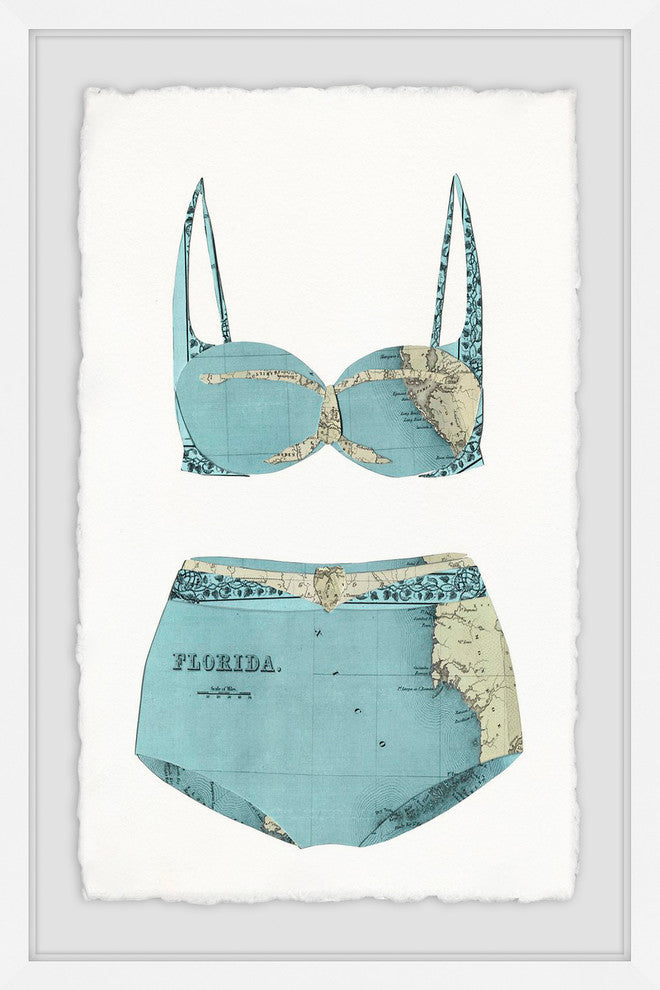 "Teal Bikini" Framed Painting Print, 30"x45"