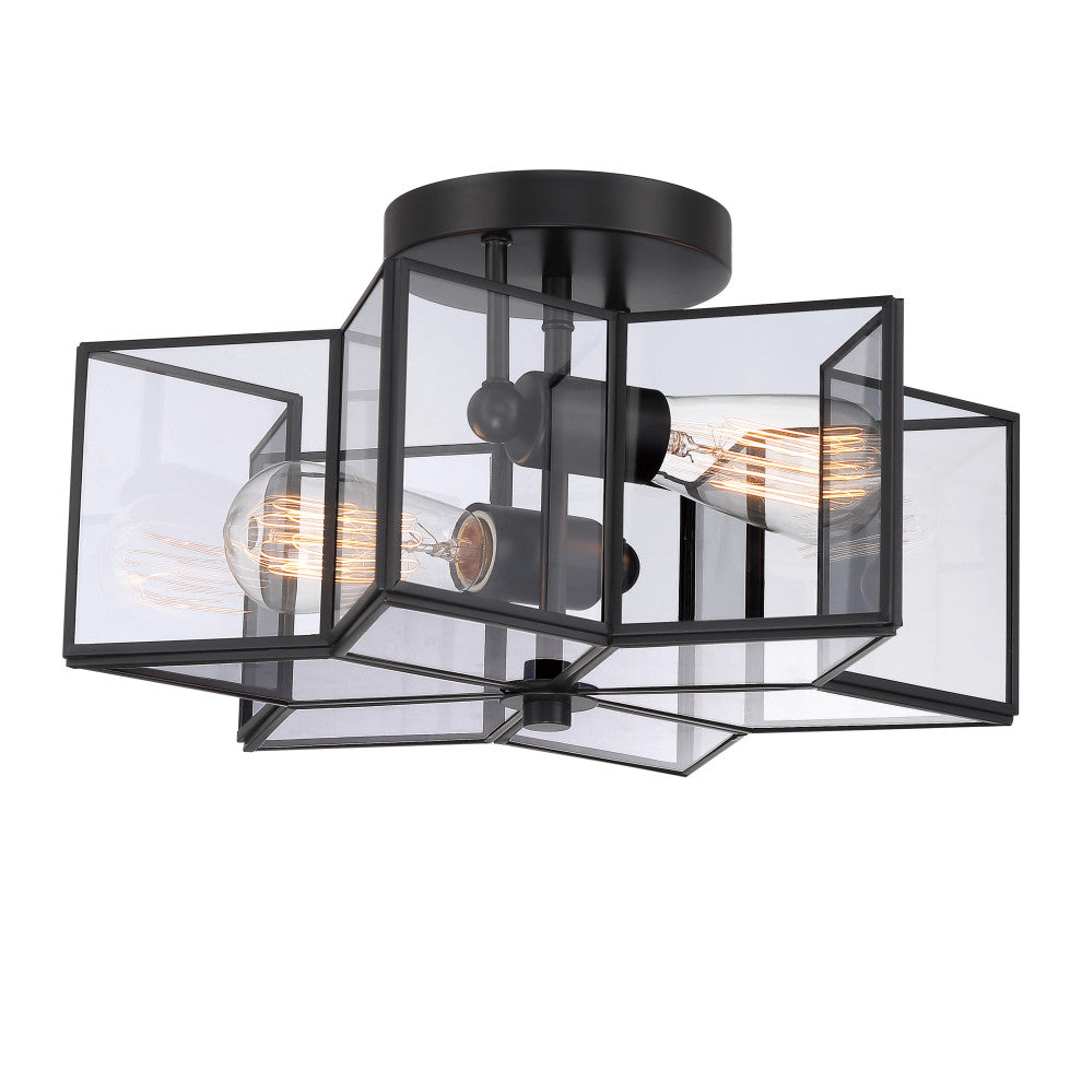 2 Light 16.14'' Unique/Statement Star Semi Flush Mount, Grey