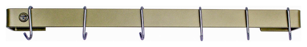 Handcrafted 30" Wall Rack Utensil Bar w 6 Hooks, Brass PC