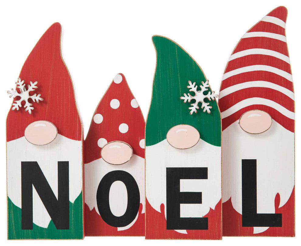 Wooden Christmas Ornament Gnome Family Table Decor, "Noel"