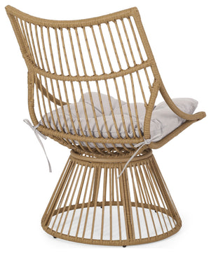 Apulia Outdoor Wicker Club Chairs With Cushions, Set of 2, Beige