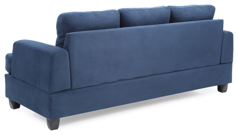 Sandridge 79 in. W Flared Arm Microfiber Straight Sofa, Navy Blue