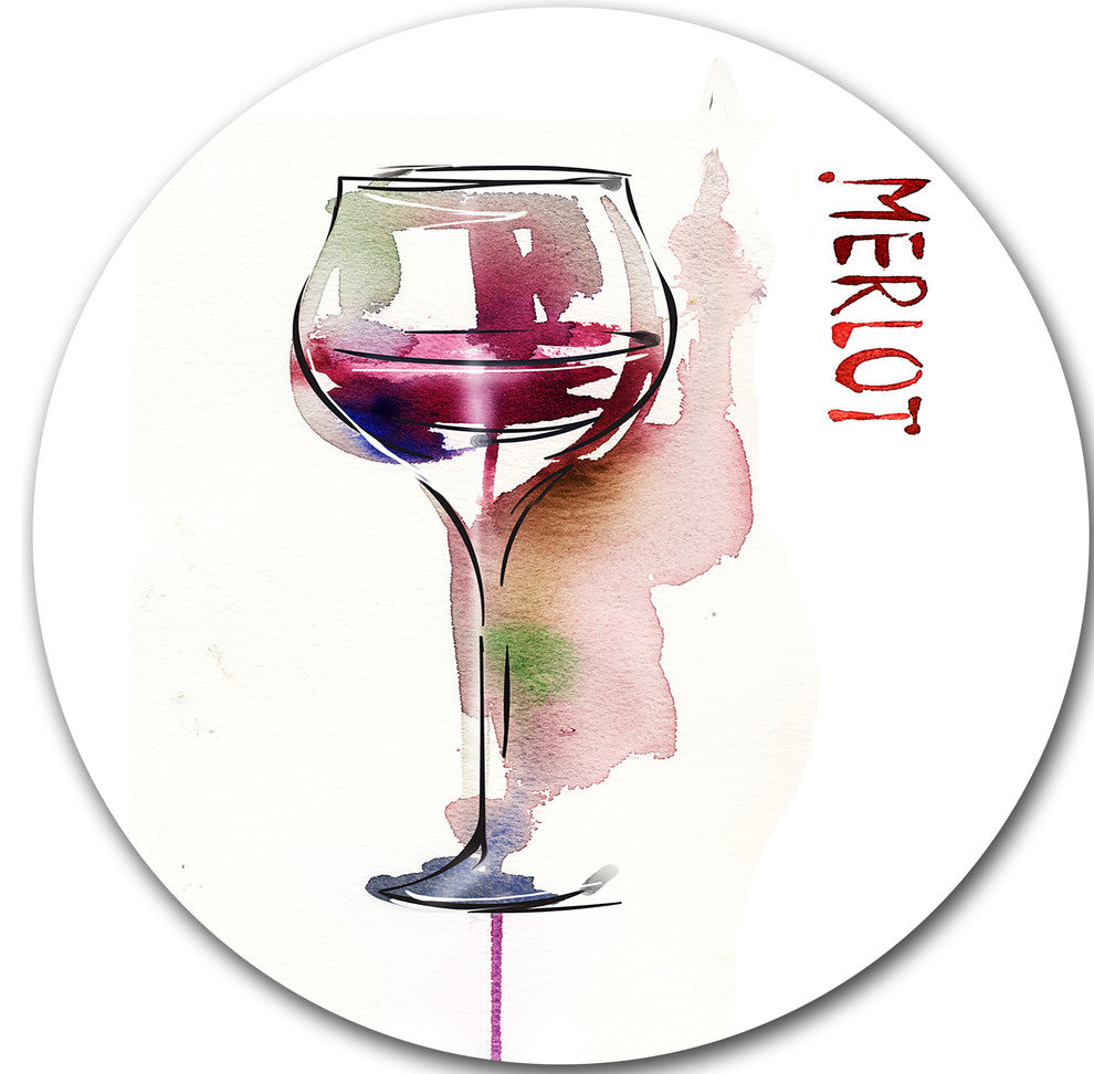 Red Wine, Contemporary Round Wall Art, 23"