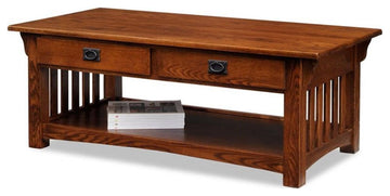 Leick Furniture Wood Mission Coffee Table in Brown Medium Oak