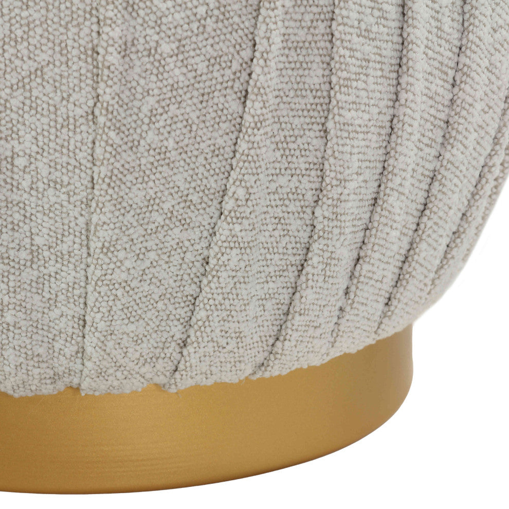 Cortesi Home Paulina Round Ottoman, Light Gray