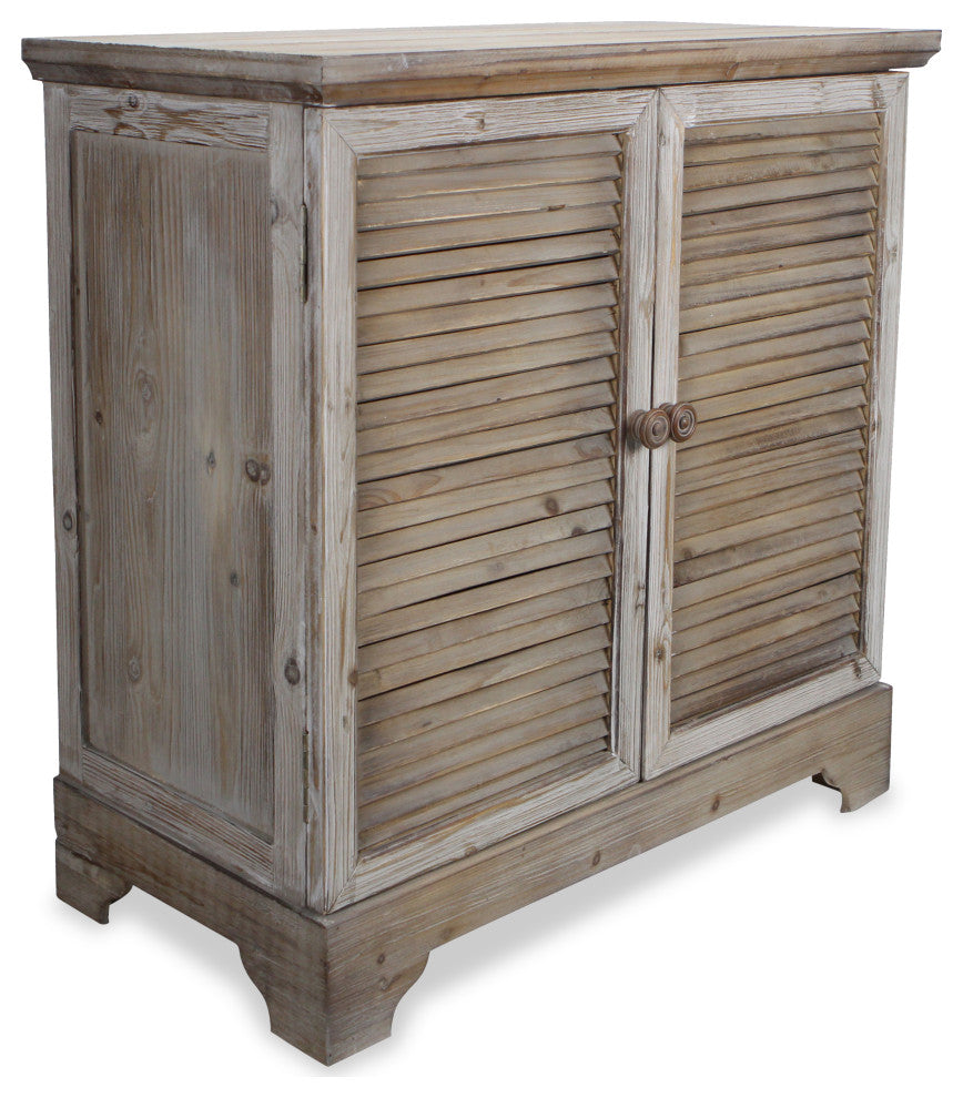 Brown Cabinet With 2 Shutter Style Doors