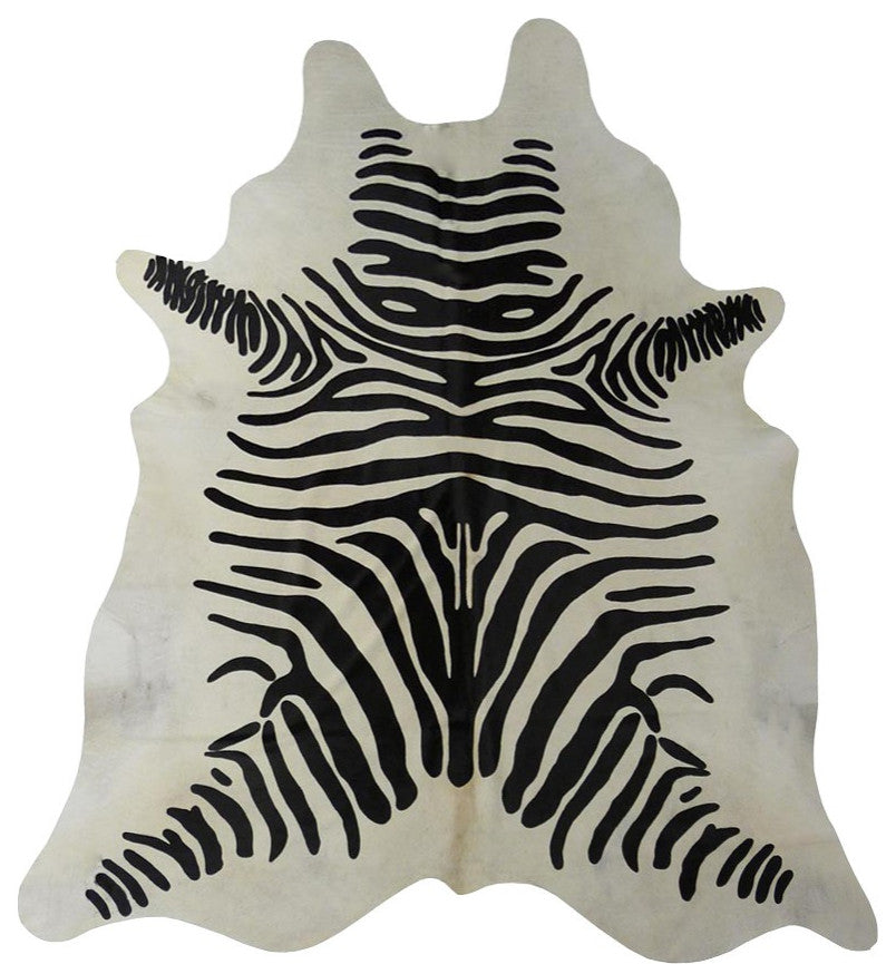 6 Ft Black And White Stenciled Cowhide Rug
