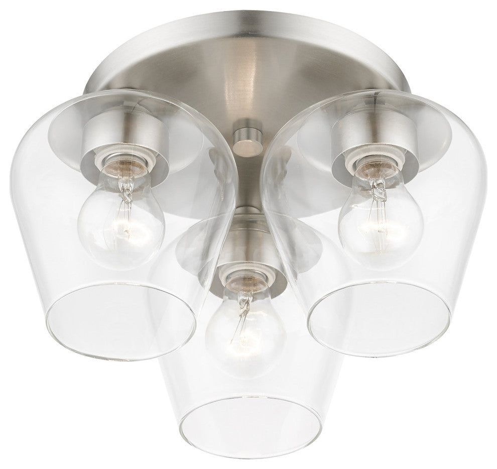 Willow 3 Light Brushed Nickel Flush Mount