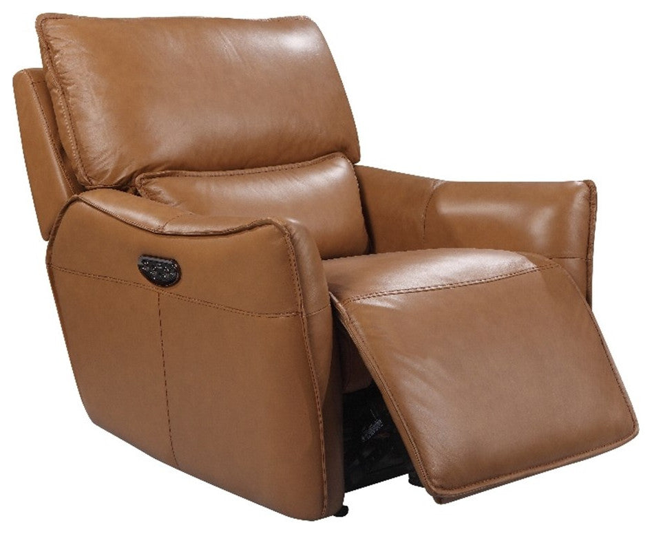 Bowery Hill Modern Geuine Leather Glider Recliner in Desert Brown