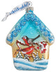 Hand Painted Scenic Glass Ornament Red Robin House