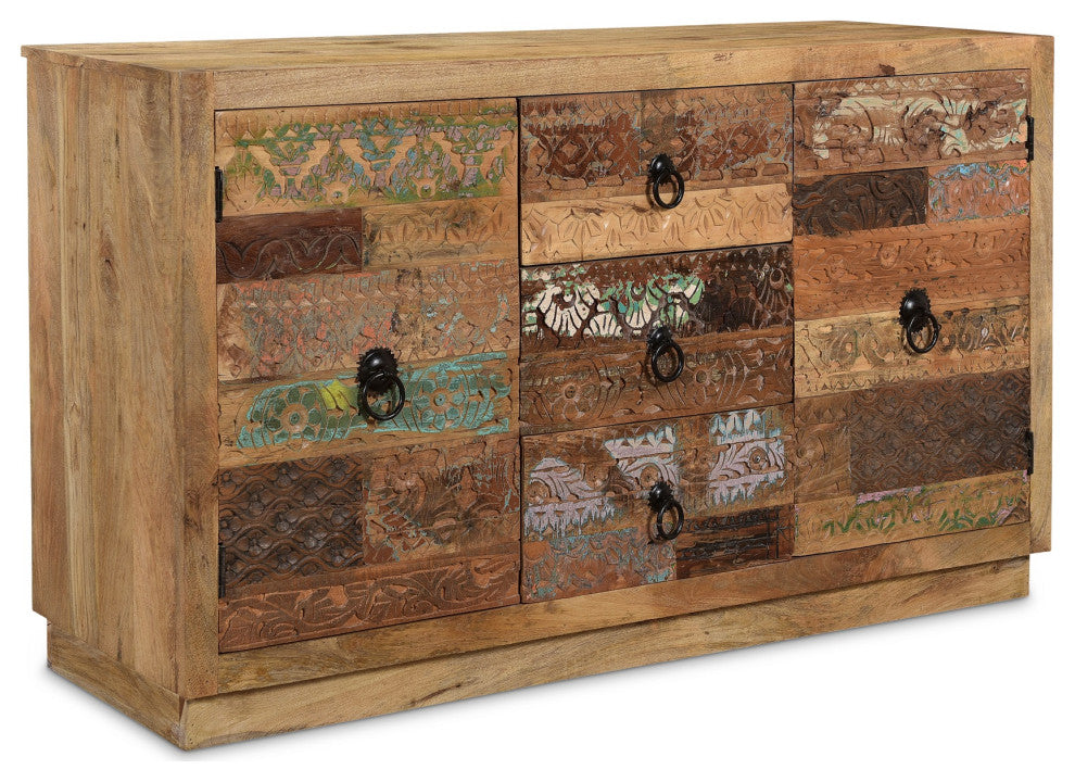 Reclaimed wood 3 drawers 2 door sideboard