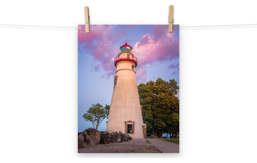 Marblehead Lighthouse at Sunset Coastal Landscape Unframed Wall Art Prints, 11" X 14"