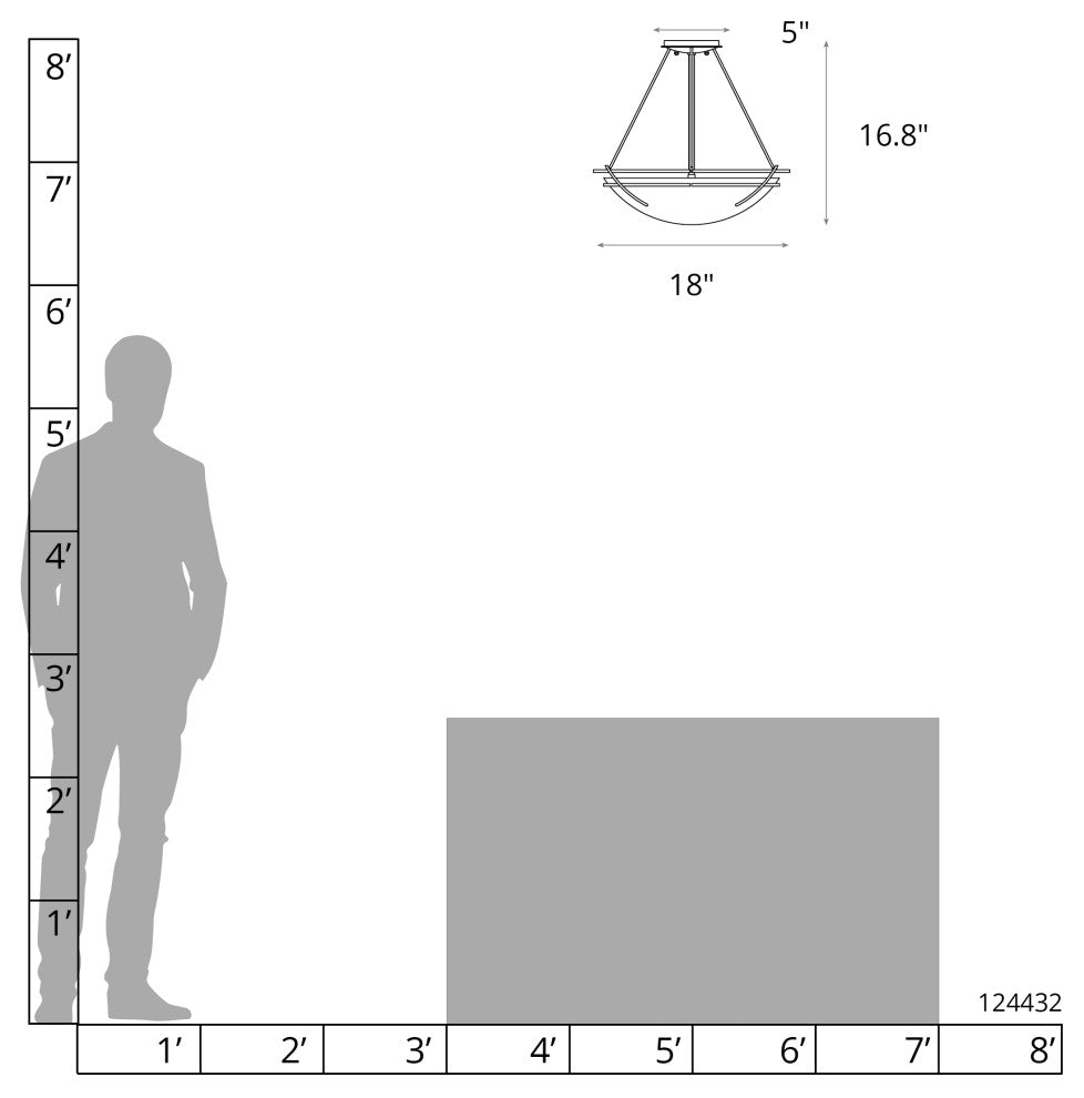 Presidio Tryne Large Semi-Flush, Black Finish, Opal Glass