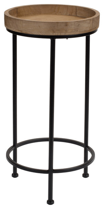Set of Three 14" Black And Brown Solid Wood Round End Tables