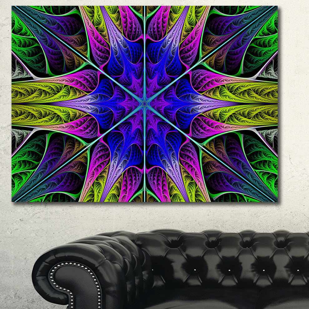 Star Shaped Blue Stained Glass, Abstract Canvas Art Print, 40x30