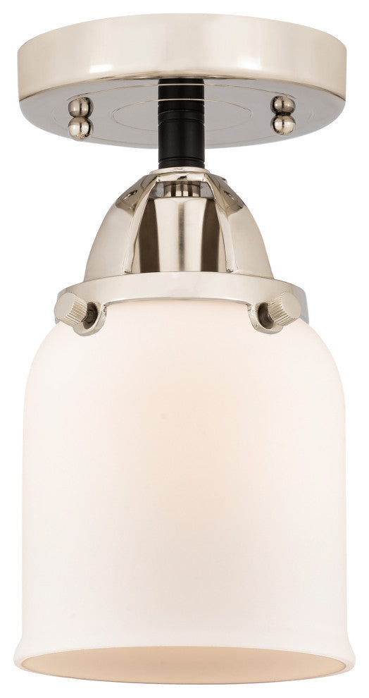 Small Bell Semi-Flush Mount, Black Polished Nickel, Matte White, Matte White