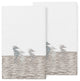 100% Turkish Cotton Sofia 2-Piece Embellished Bath Towel Set, White / Gray