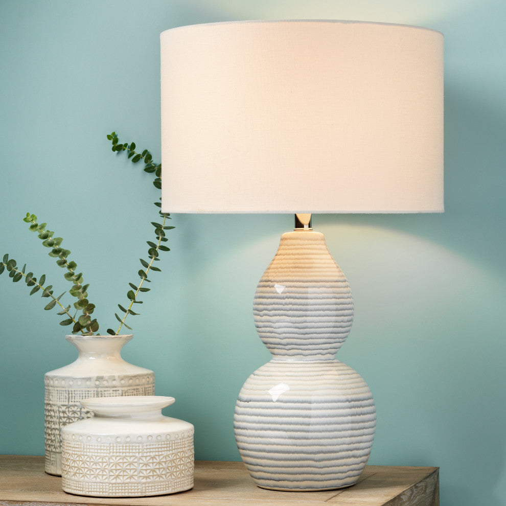 Catalina Ceramic Table Lamp, Blue and White Wave
