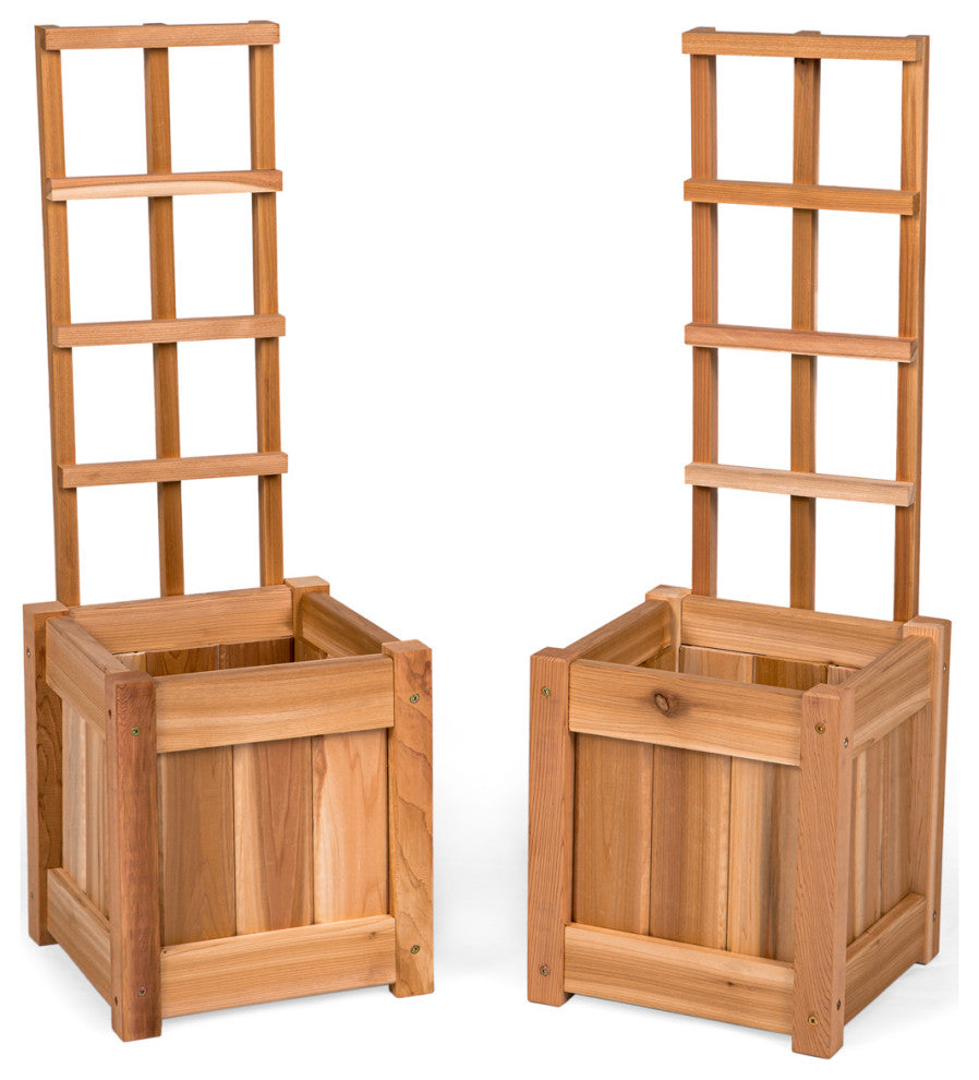 11.75w x 11.75d x 13h Planter Box, 2-Piece Set With Trellis