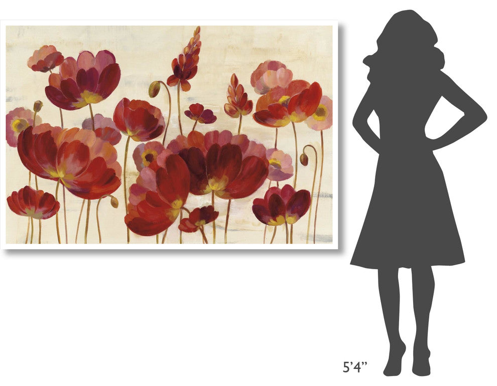 "Red Flowers on Cream Crop" Digital Paper Print by Silvia Vassileva, 62"x42"