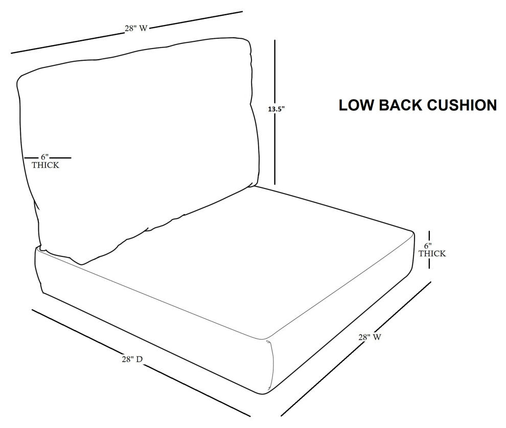 Covers for Low-Back Chair Cushions 6 inches thick, Tangerine