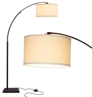 Brightech Logan - Contemporary Arc Floor Lamp w. Marble Base, Classic Black