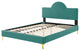 Platform Bed Frame, King Size, Teal Blue, Velvet, Modern, Bedroom Guest Suite