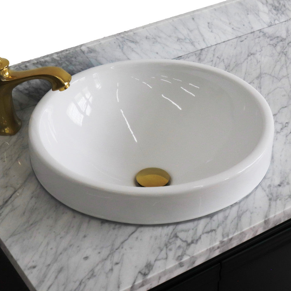 37" Single Vanity, Dark Gray Finish With White Carrara