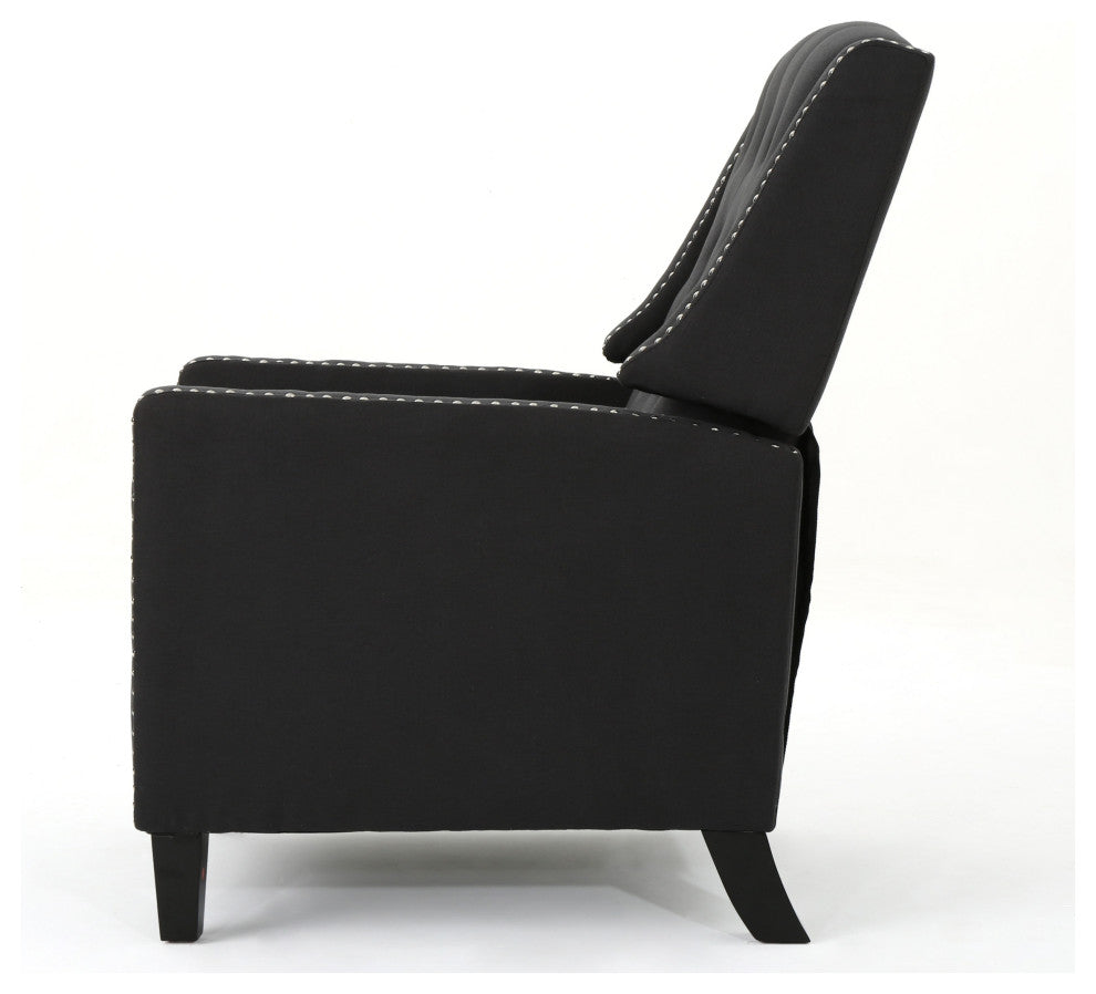 GDF Studio Ingrid Tufted Back Fabric Recliner Chair, Dark Charcoal