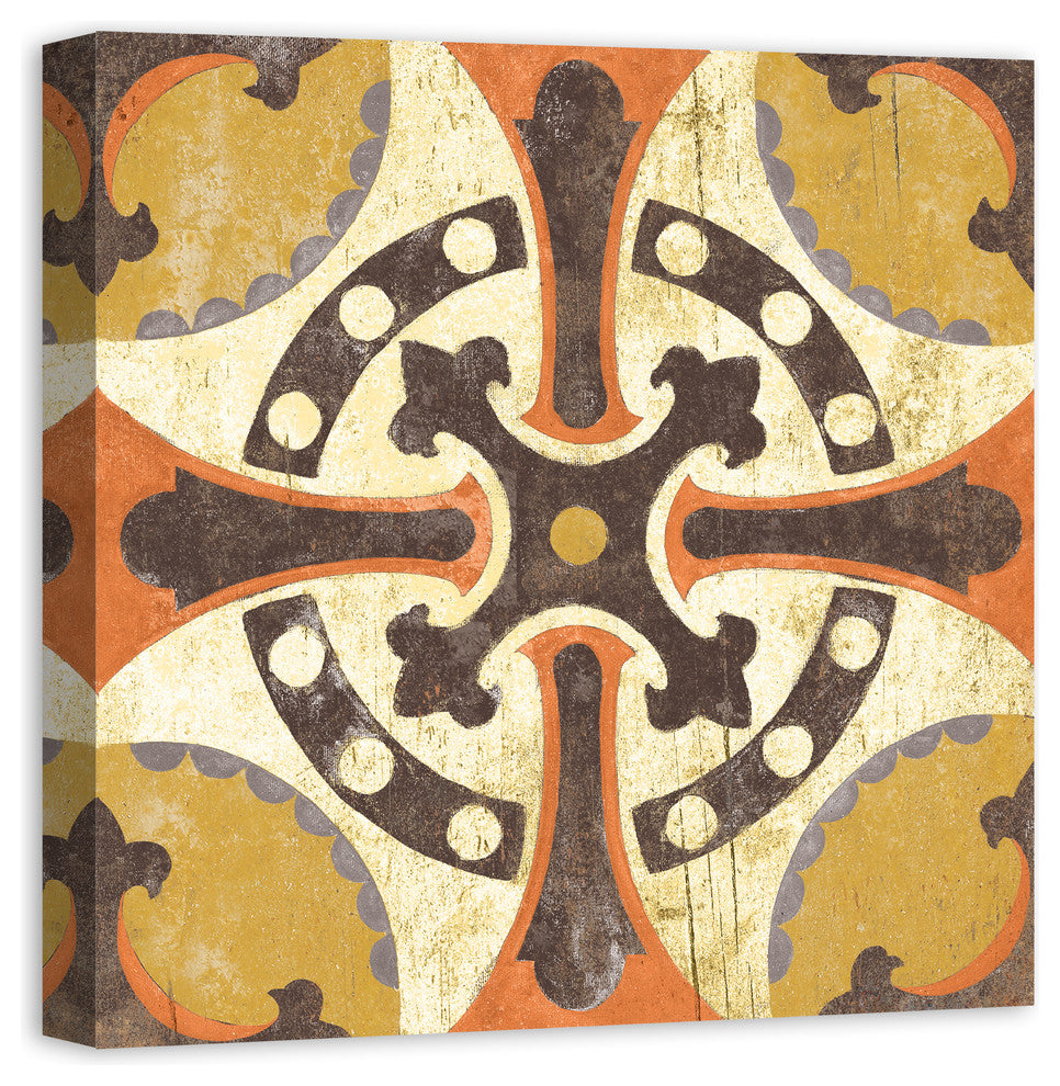 Orange Moroccan Tile 24x24 Canvas Wall Art