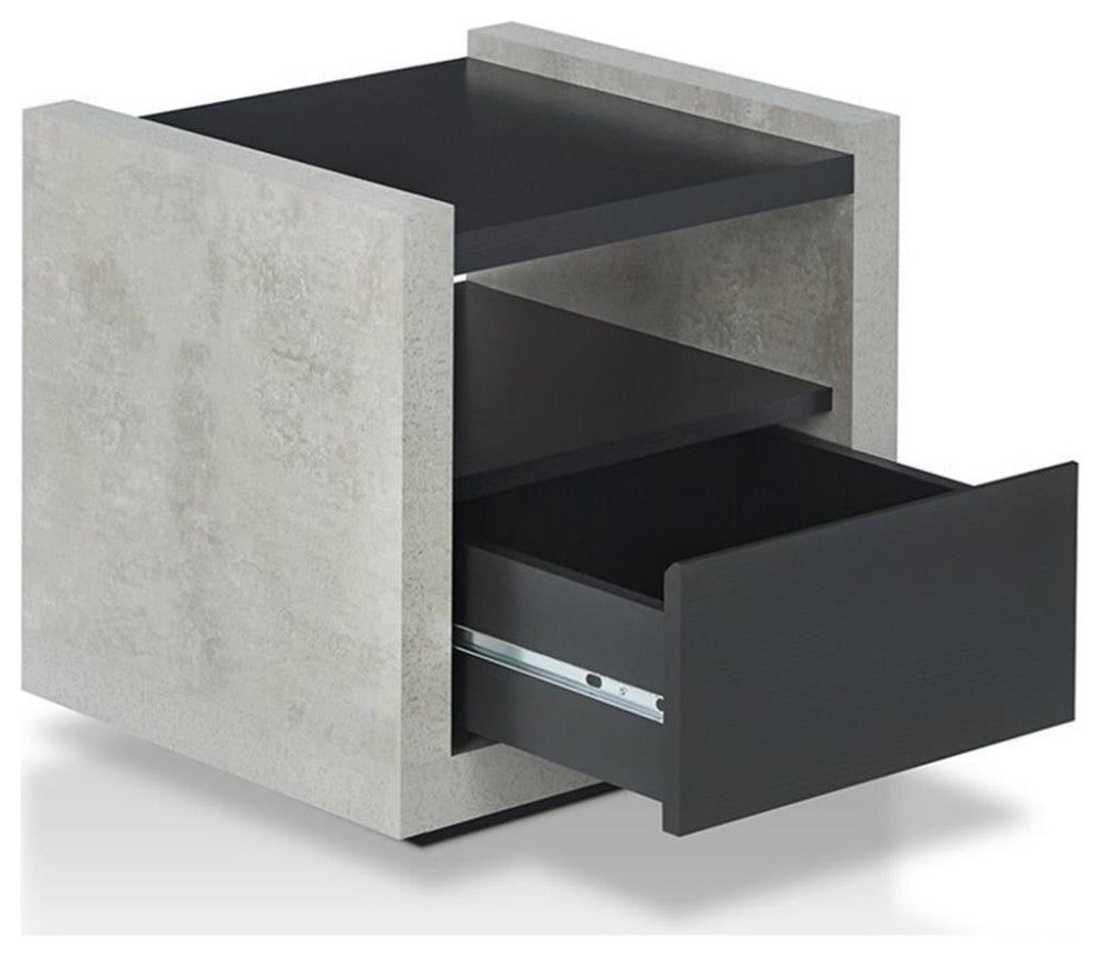 Furniture of America Gare Industrial Wood Storage End Table in Black
